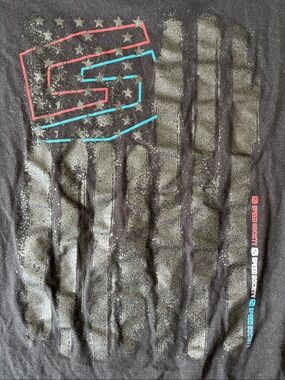 Speed Society Black Short Sleeve Crew Tee with Red & Blue Logo Size M